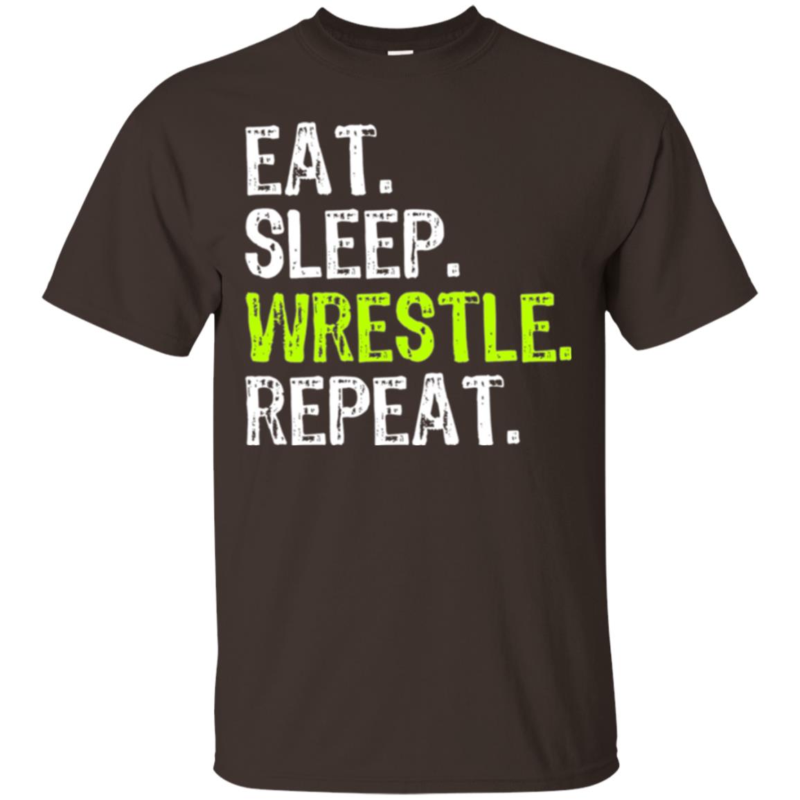 Wrestling T-shirt Eat Sleep Wrestle Repeat Dark Chocolate