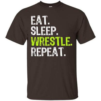 Wrestling T-shirt Eat Sleep Wrestle Repeat Dark Chocolate