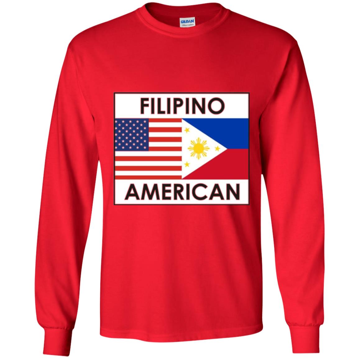 Filipino American T-shirt Philippines Usa Flags Red