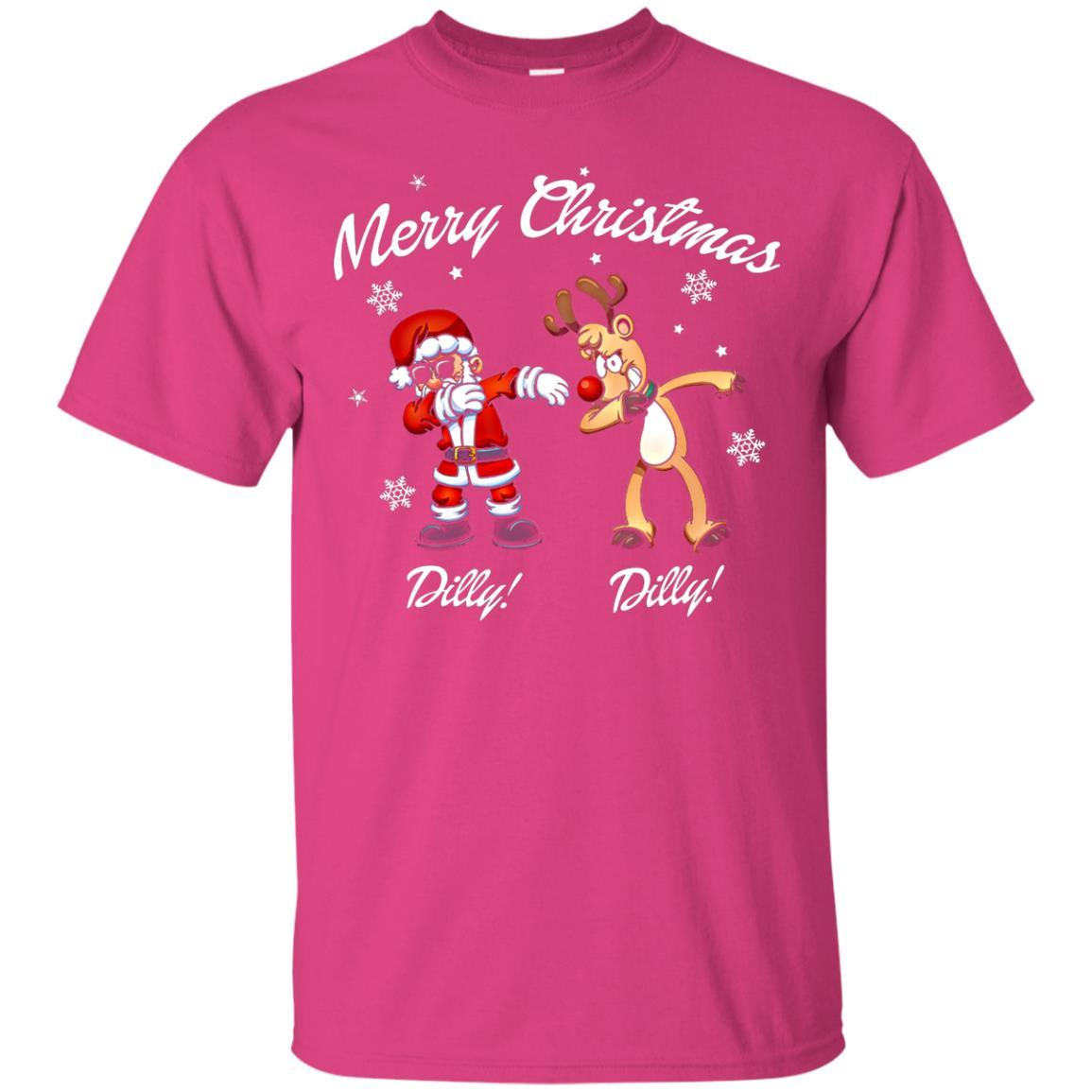 Christmas T-shirt Santa And Reindeer Dilly Dilly Heliconia