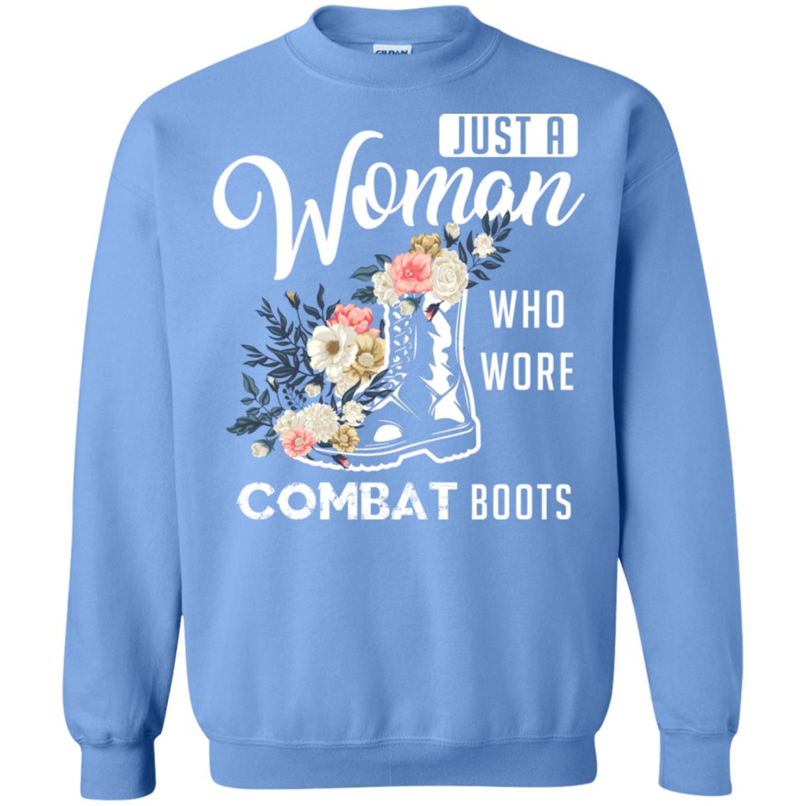 Just A Woman Who More Combat Boots Female Veteran T-shirt Carolina Blue