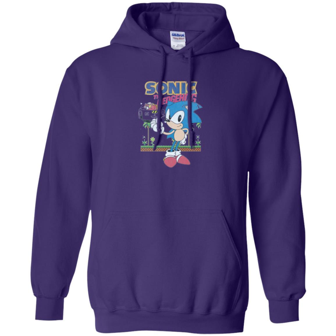 Gamer T-shirt Sega Sonic The Hedgehog Battles Dr. Eggman Robotnik Purple