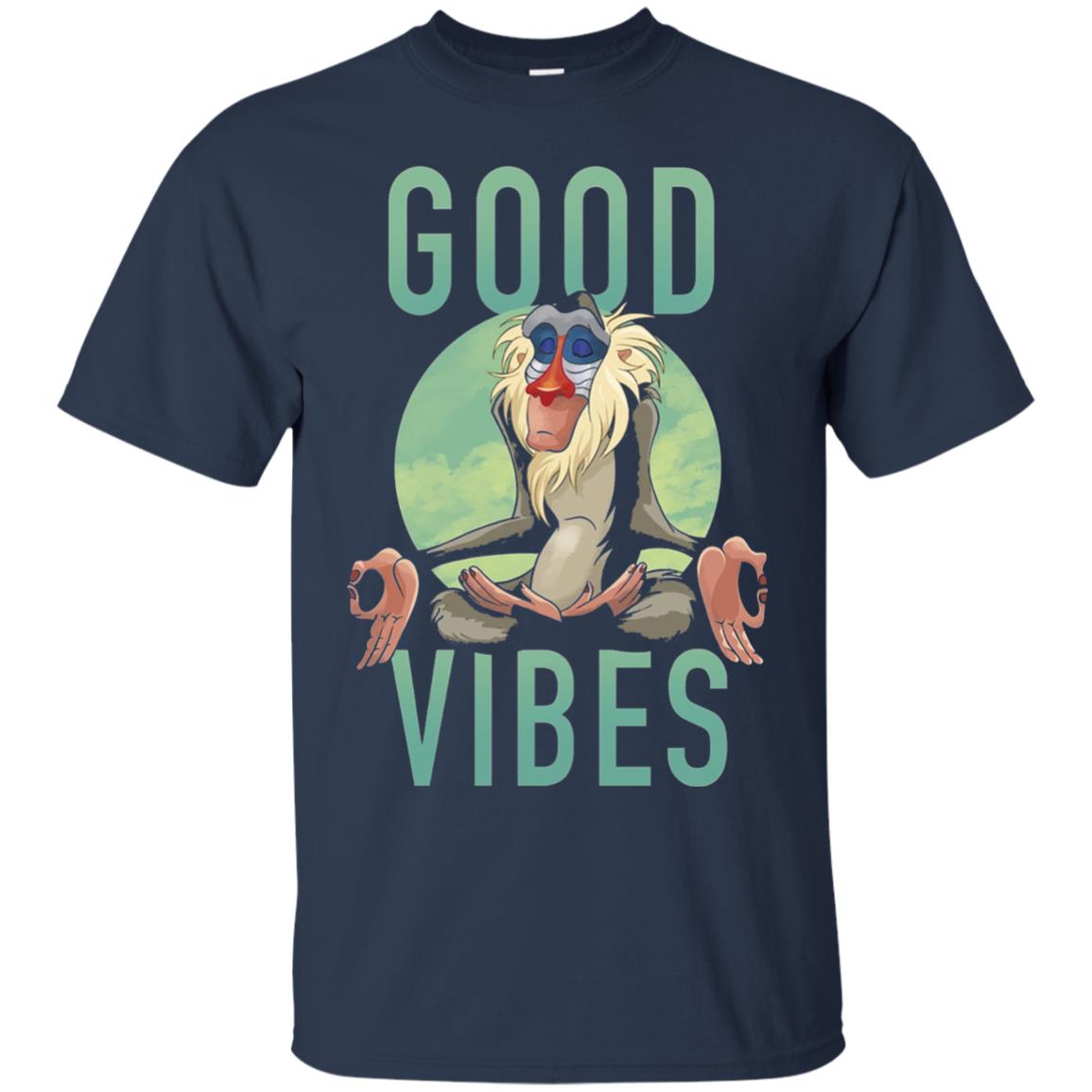 Disney Lion King Rafiki Meditate Good Vibes Graphic T-shirt Navy