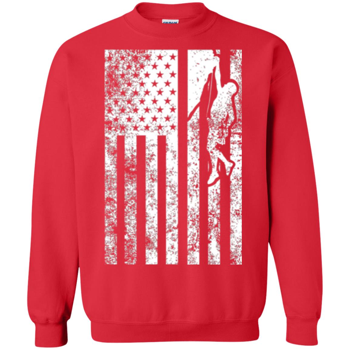 Rock Climbing T Shirt - Rock Climbing Flag Of United States T-shirt Red