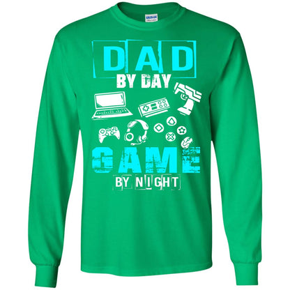 Dad By Day Gamer By Night Gamer T-shirt Irish Green