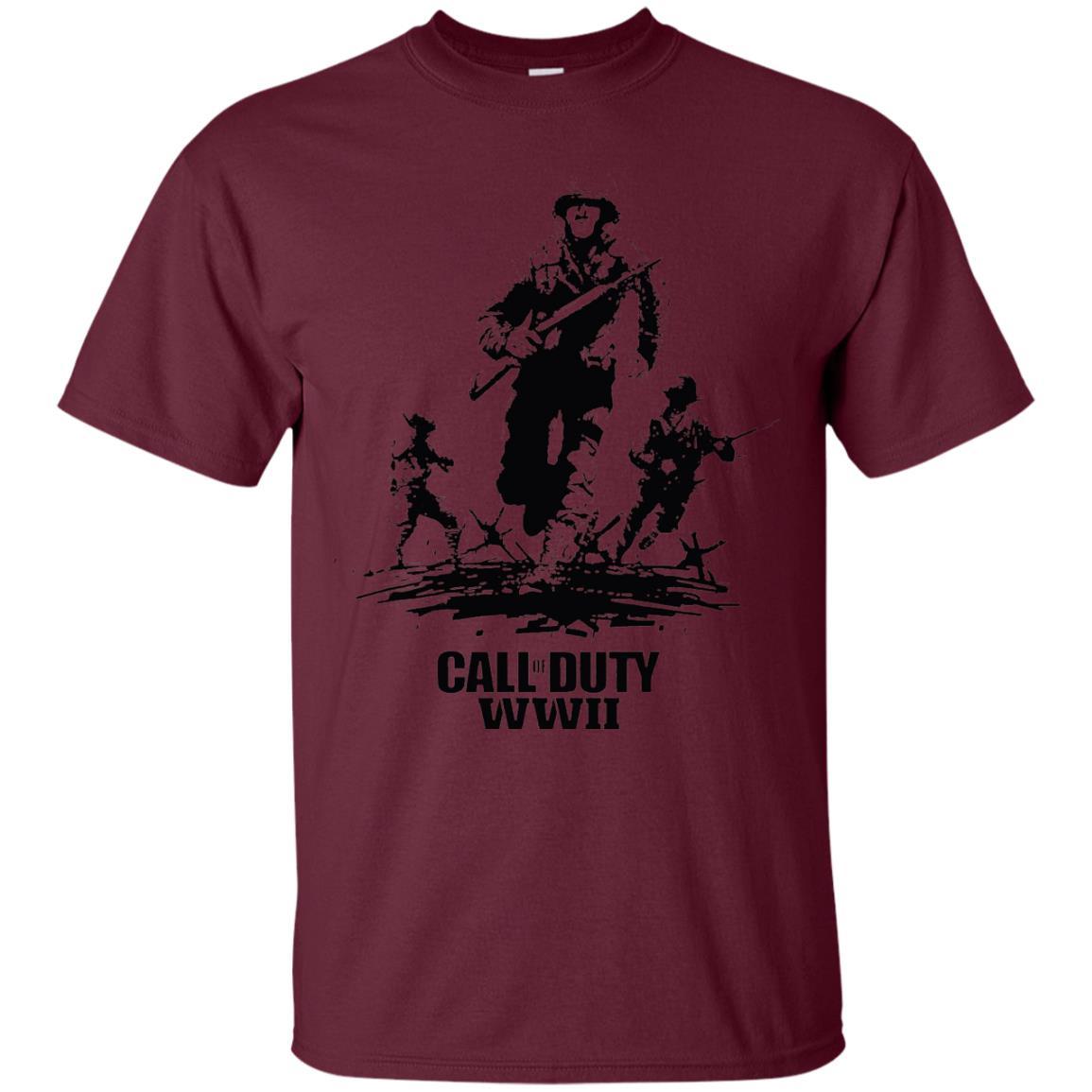 Military T-Shirt Call Of Duty Wwi Maroon