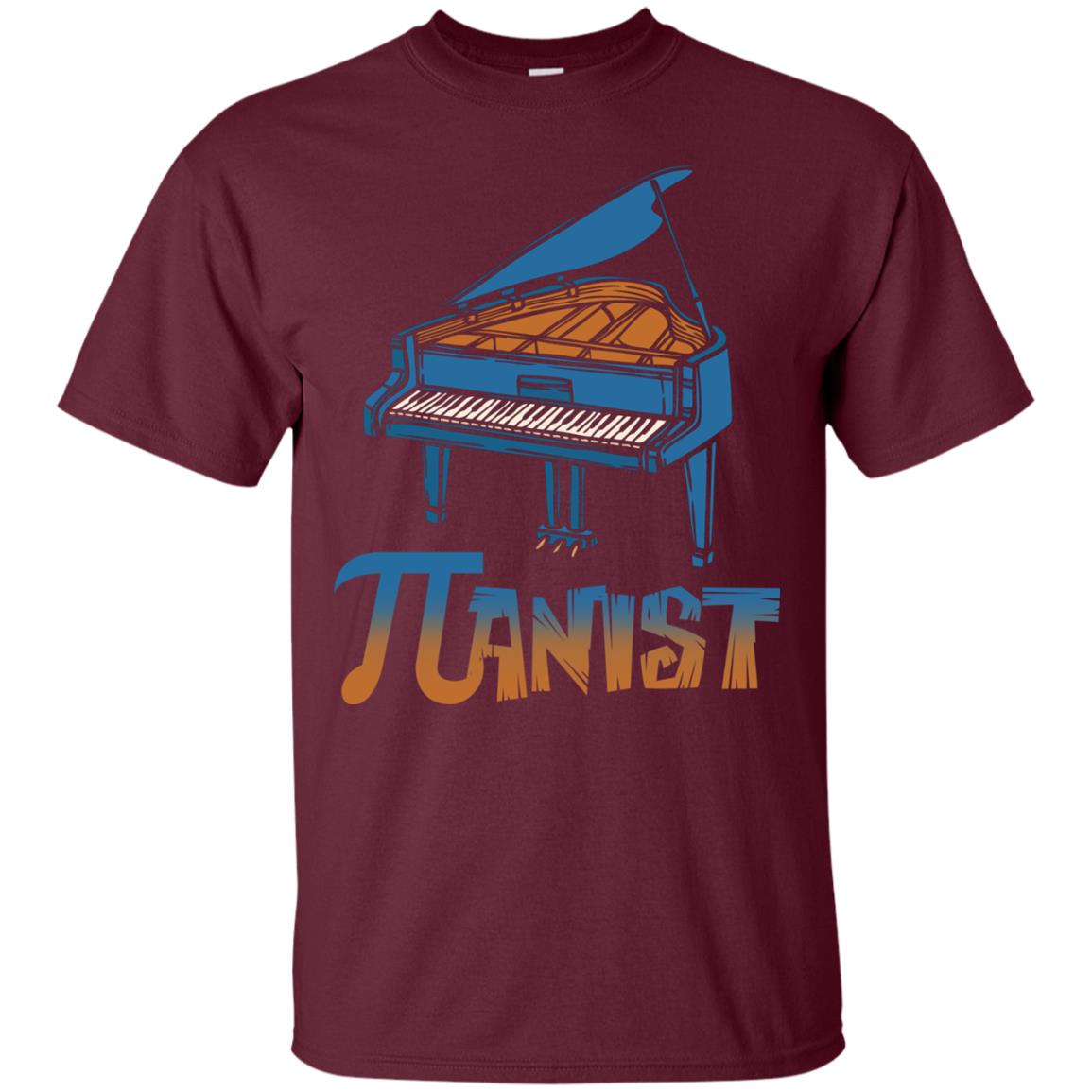 Pianist T-shirt Pi Day With Piano Maroon