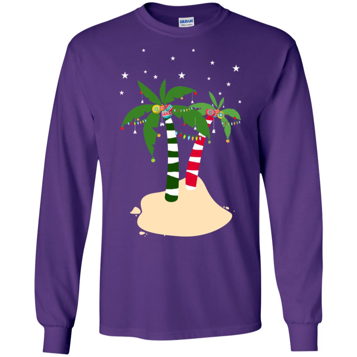 Decorated Tropical Coconut Tree Merry X-mas 2018 Gift Shirt Purple