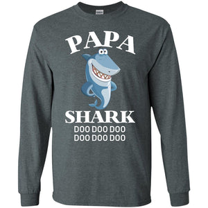 Papa Shark Family Shark ShirtG240 Gildan LS Ultra Cotton T-Shirt