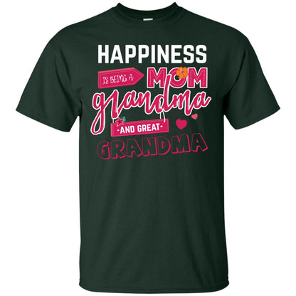 Happiness Is Being A Mom A Grandma And Great Grandma Shirt Forest