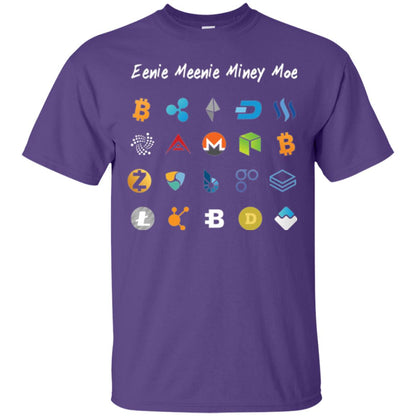 Bitcoin Litecoin Ethereum Eenie Meenie Miney Moe T-shirt Purple