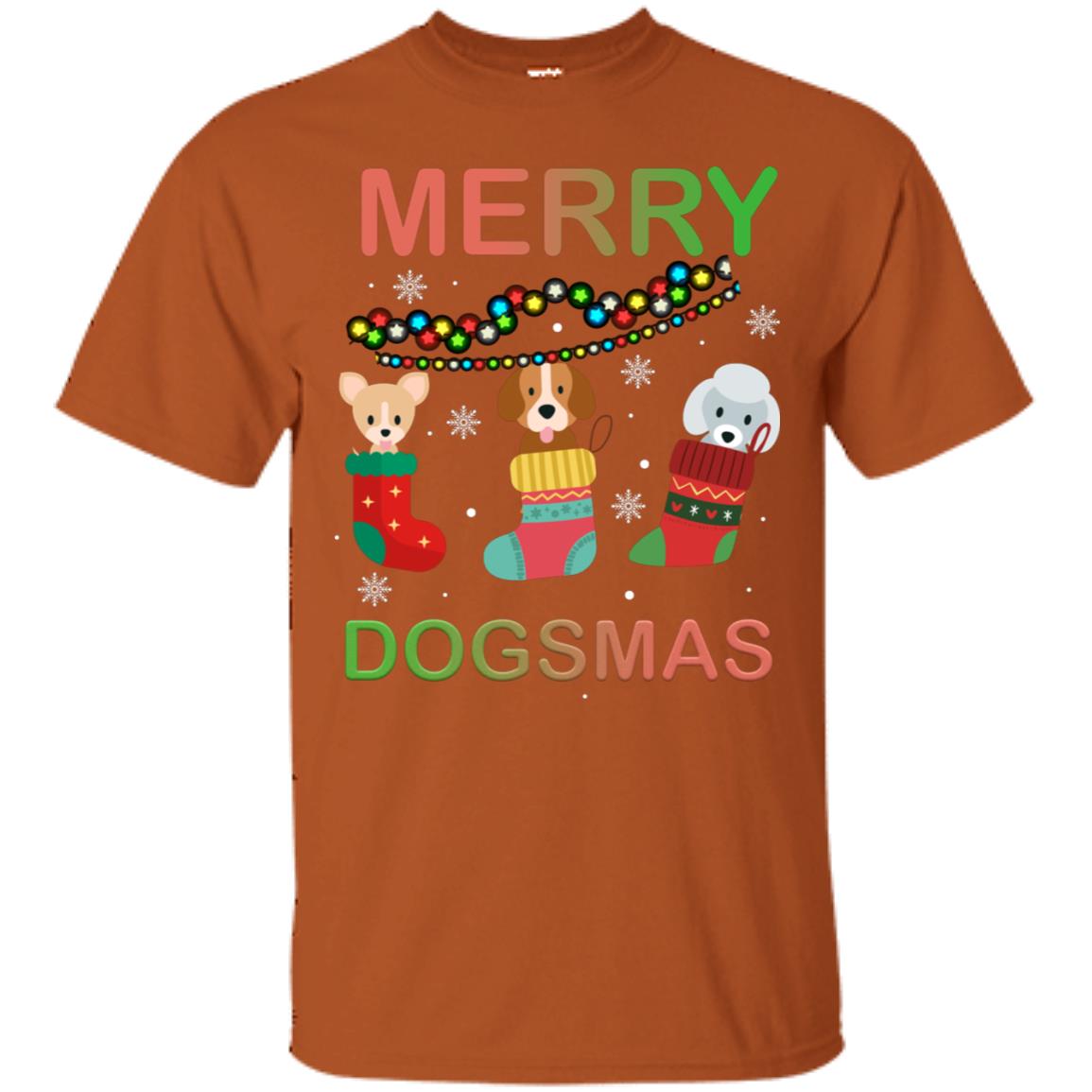 Merry Dogsmas X-mas Gift Shirt For Dogs Lovers Texas Orange
