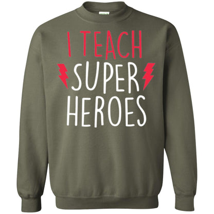 Cute Teacher T-shirt I Teach Super Heroes Military Green