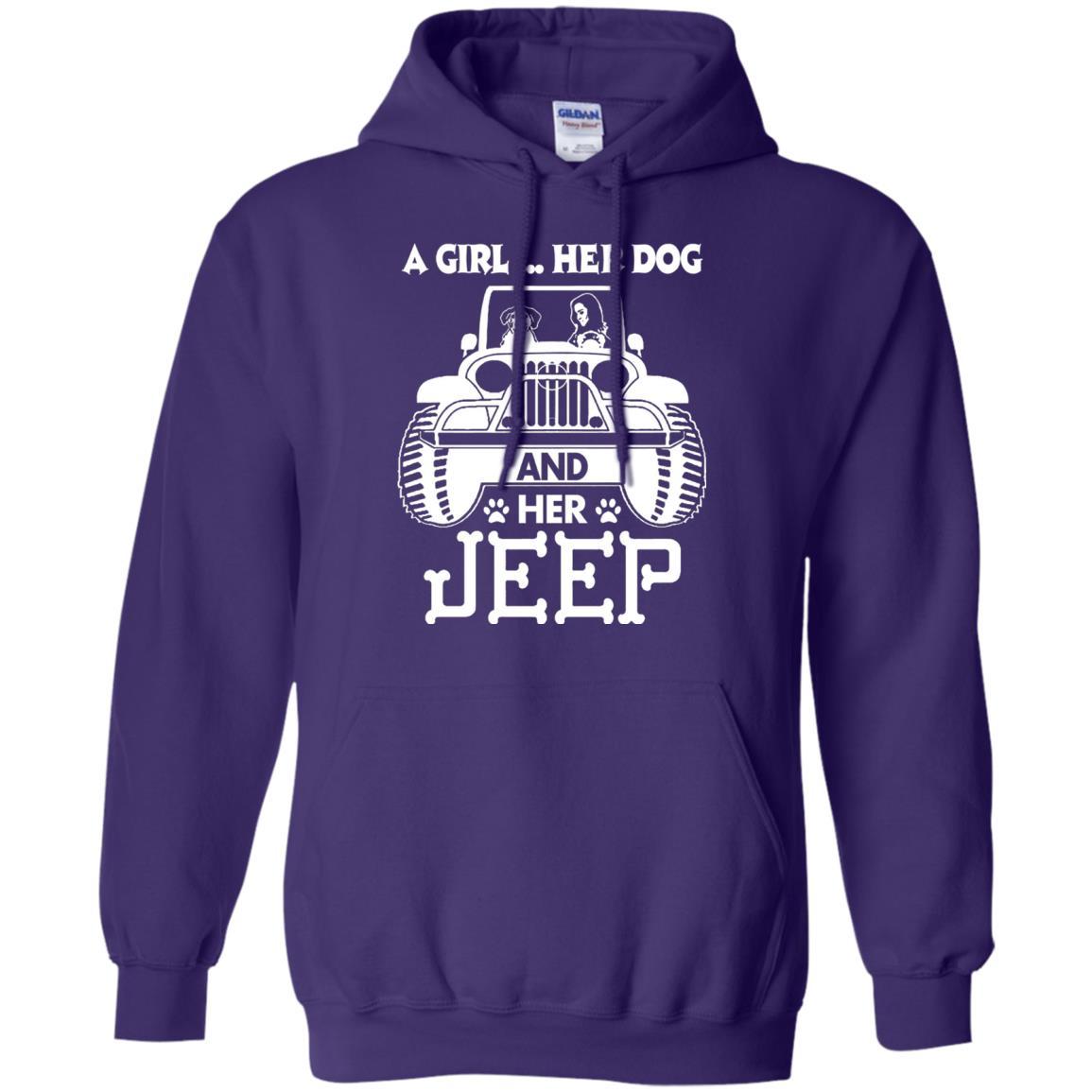 Dog Lover T-shirt A Girl Her Dog And Her Jeep Purple