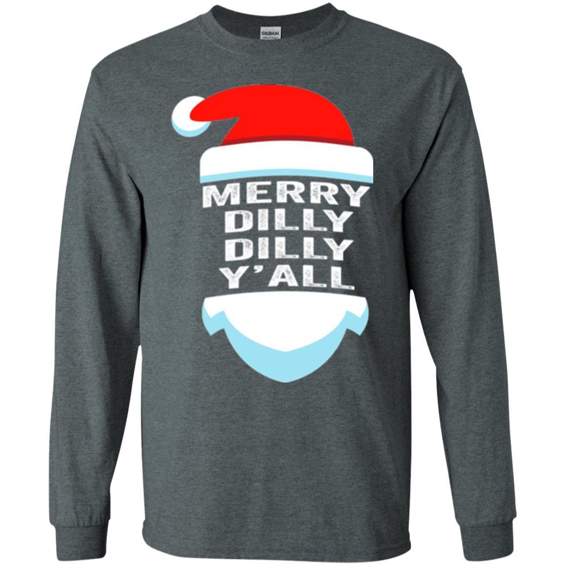 Christmas T-shirt Dilly Dilly Yall Santa Hat Christmas T-shirt Dark Heather