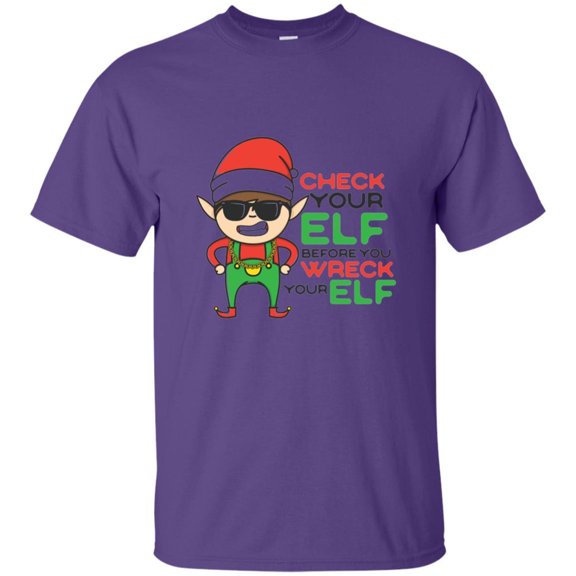 Christmas T-shirt Check Your Elf Before You Wreck Your Elf Purple