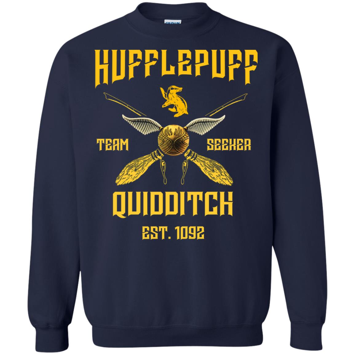 Hufflepuff Quidditch Team Seeker Est 1092 Harry Potter ShirtG180 Gildan Crewneck Pullover Sweatshirt 8 oz.