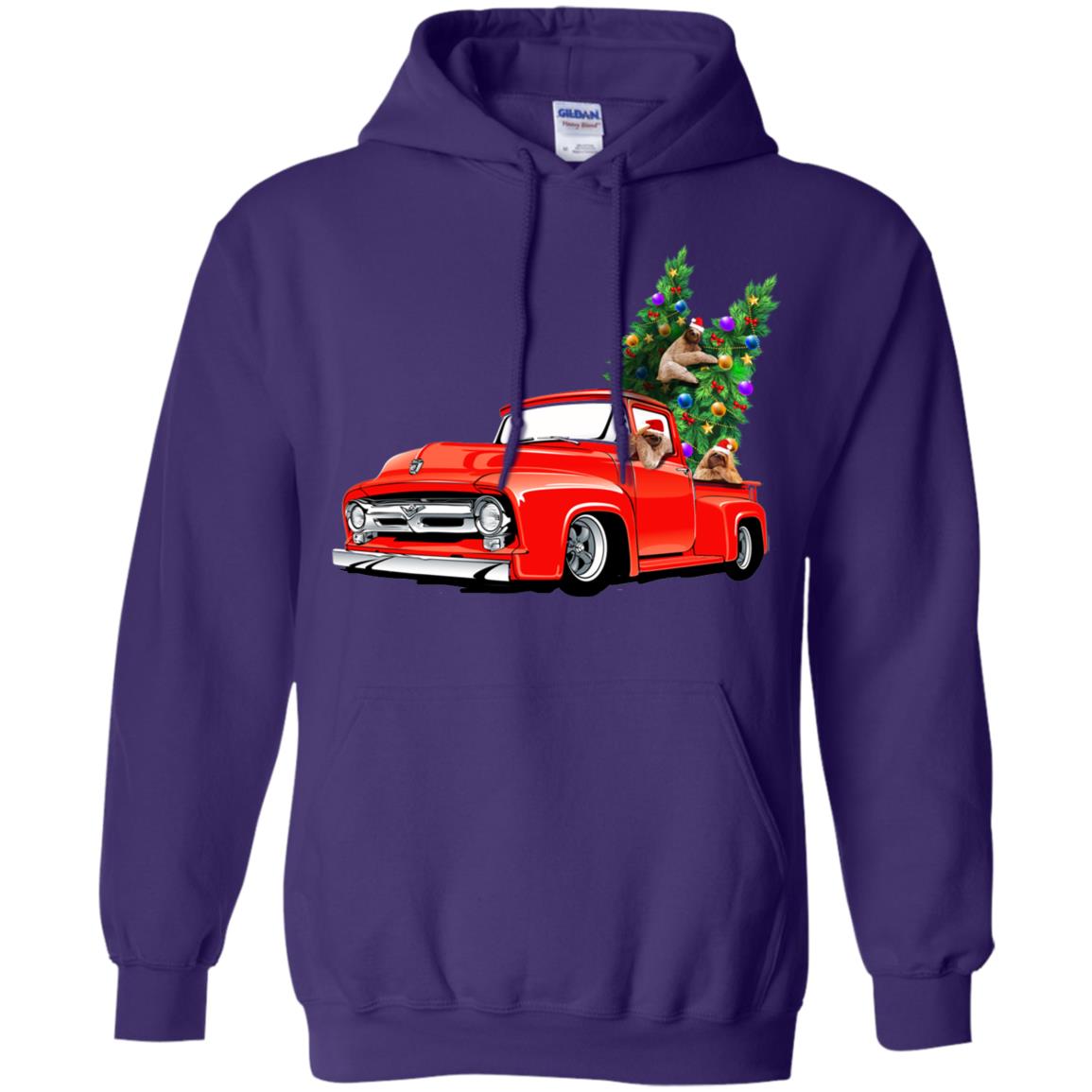 Christmas Tree And Sloths On Car X-mas Gift Shirt Purple