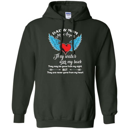 Dad And Mom My Angels They Watch Over My Back Family T-shirt Forest Green
