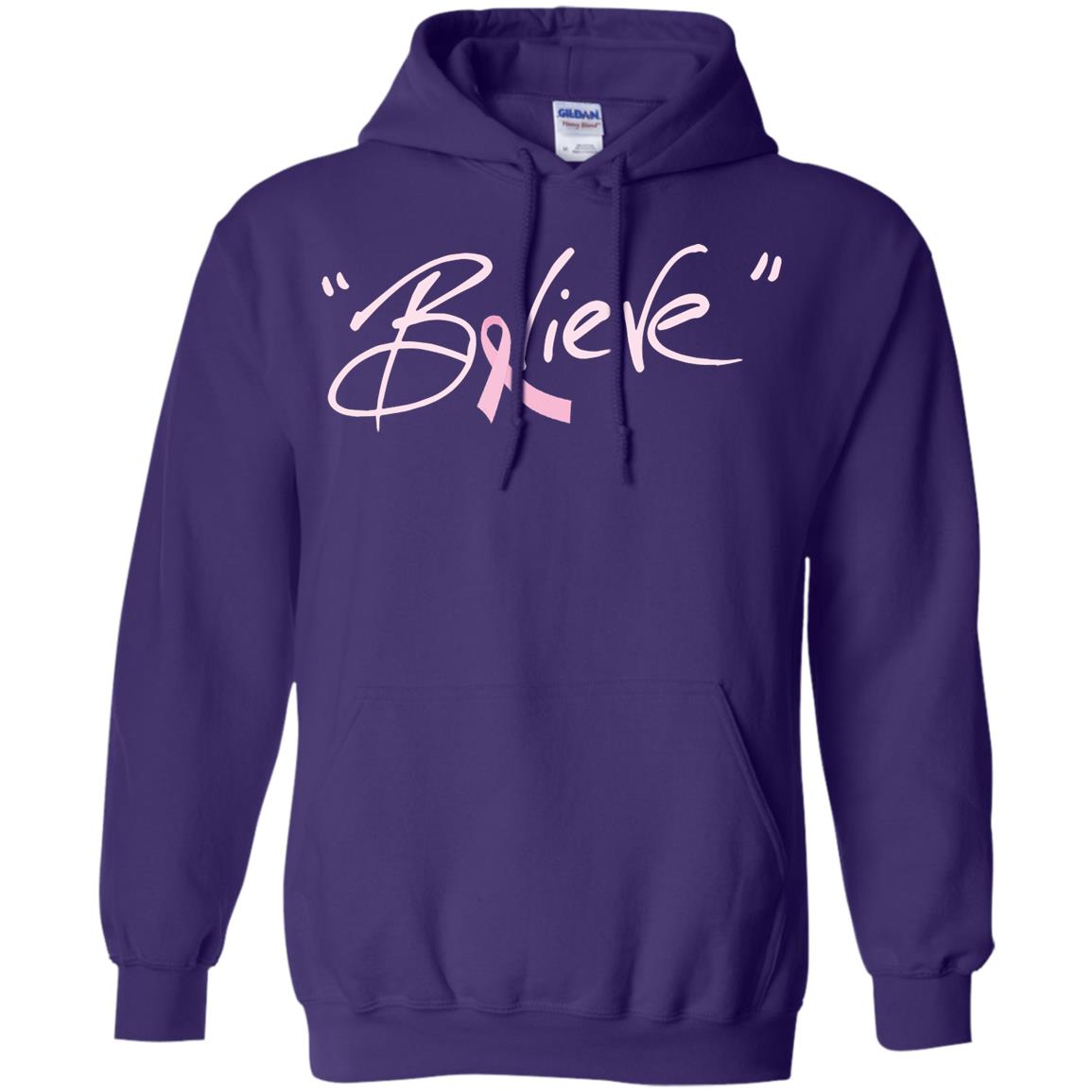 Breast Cancer Awareness Shirt Pink Ribbon Believe Purple
