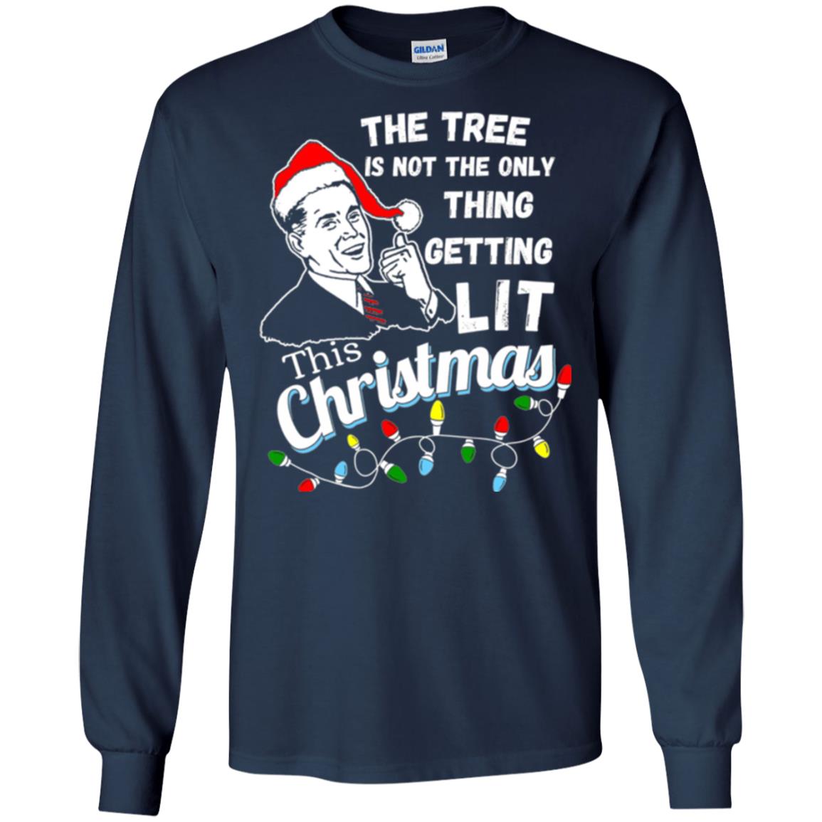 Christmas T-shirt The Tree Isn_t The Only Thing Getting Lit This Christmas Navy