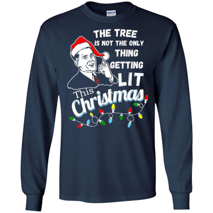 Christmas T-shirt The Tree Isn_t The Only Thing Getting Lit This Christmas Navy