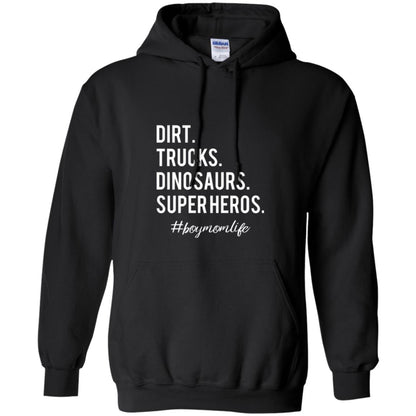 Dirt Trucks Dinosaurs Super Heros #boymomlife Mommy T-shirt Black
