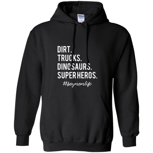 Dirt Trucks Dinosaurs Super Heros #boymomlife Mommy T-shirt Black