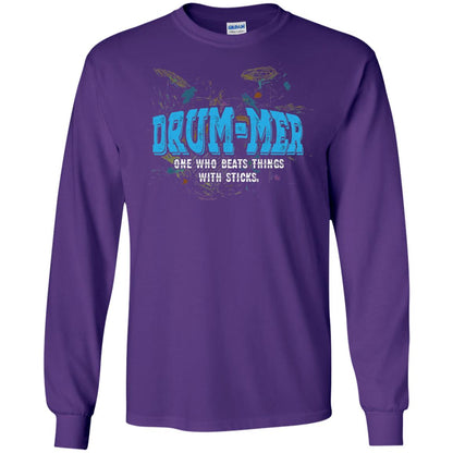 Drummer Definition T-shirt Drummer One Who Beats Things With Stick Purple