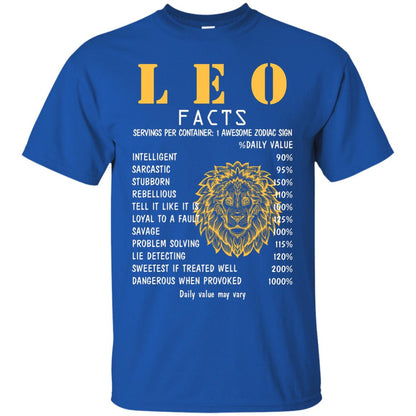 Leo Facts 1 Awesome Zodiac Sign Gift Shirt For Leo Horoscope Royal