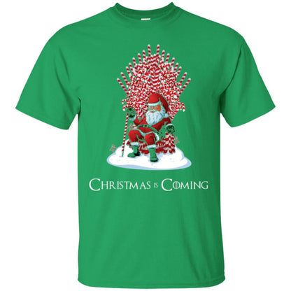 Christmas T-shirt Santa Candy Cane Throne Irish Green