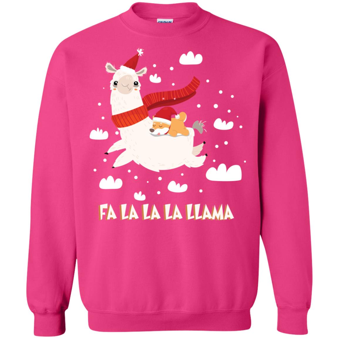 Fa La La La Llama With Shiba Inu X-mas Gift Shirt Heliconia