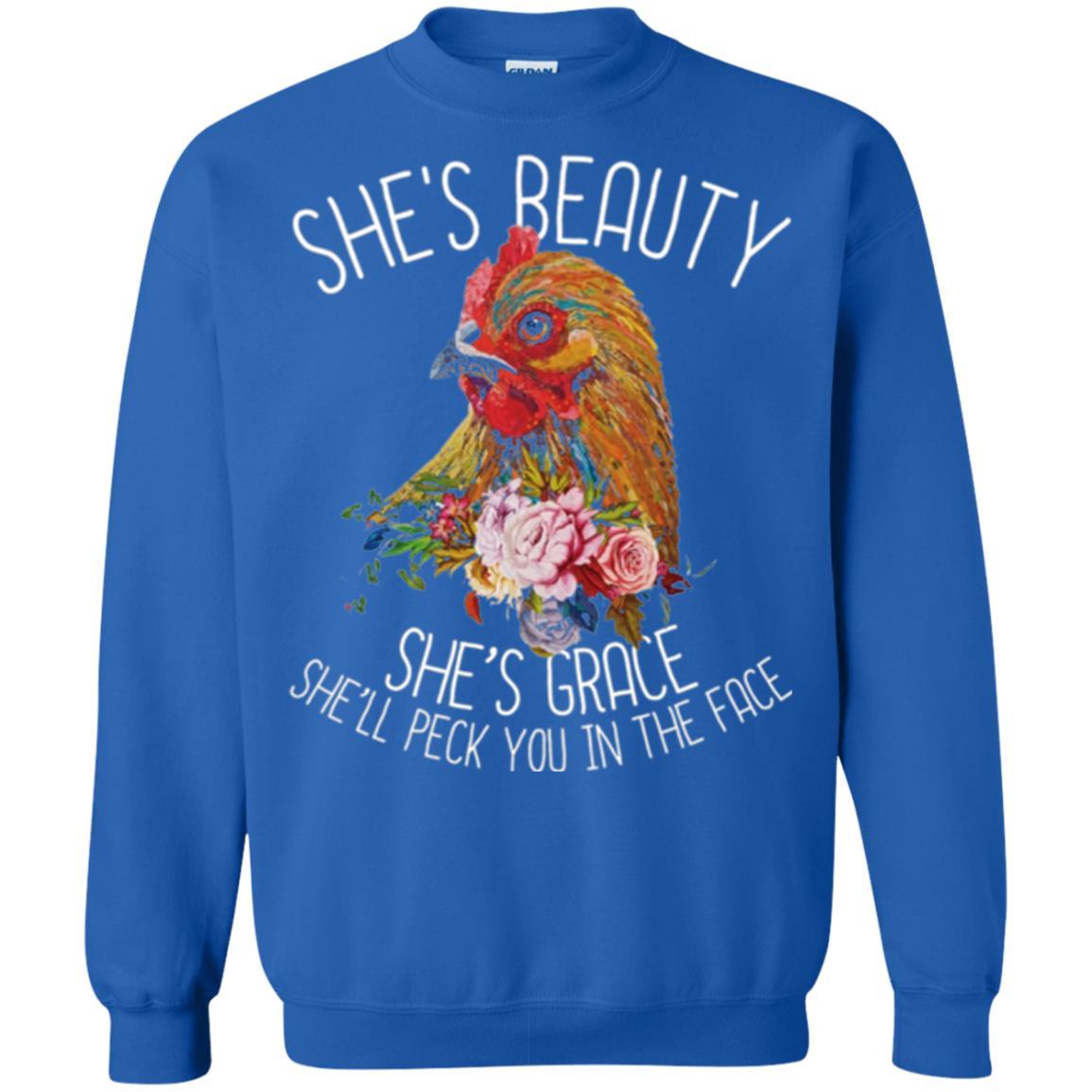 Chicken T-shirt She's Beauty She's Grace Royal
