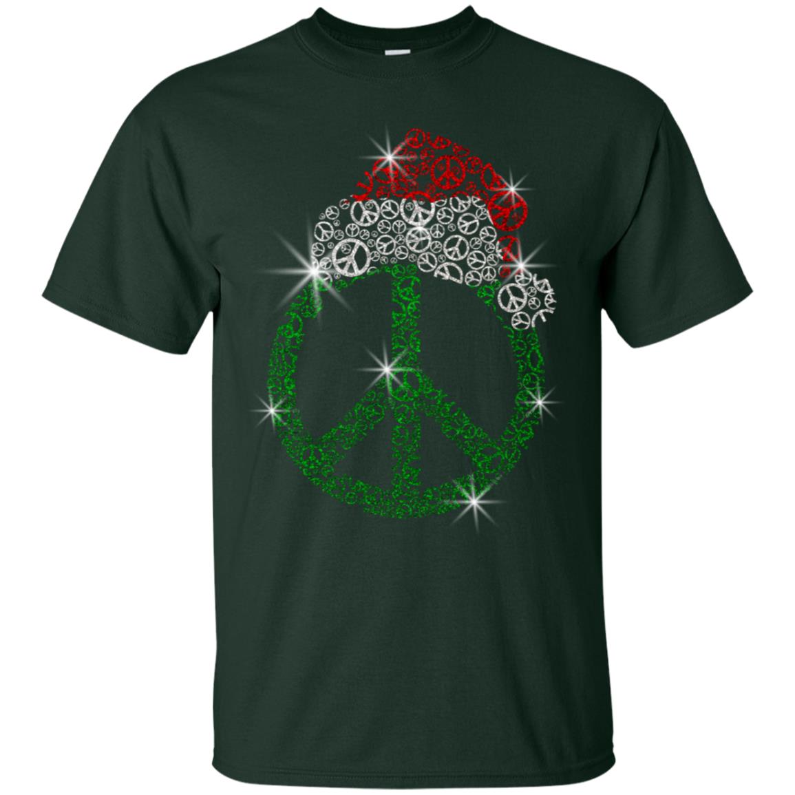 Peace Sign With Santa Ha Christmas Idea Gift Shirt Forest