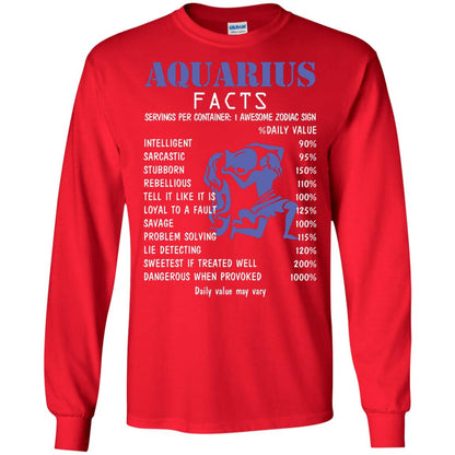 Aquarius Facts 1 Awesome Zodiac Sign Gift Shirt Fo Aquarius Horoscope Red