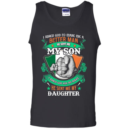 He Sent Me My Son He Sent Me My Daughter Saint Patrick's Day Shirt For Dad Black
