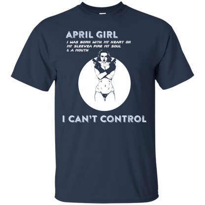 April Girl I Was Born With My Heart T-shirt Navy