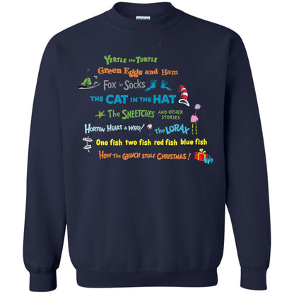 Read Across America Day T-shirt Dr. Seuss Book Title T-shirt Navy