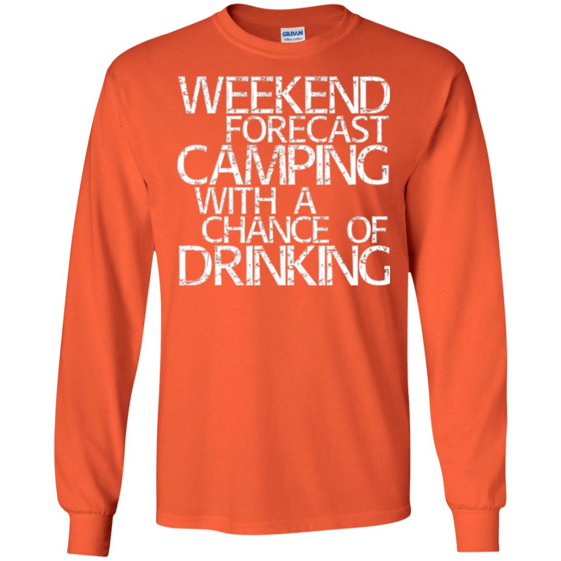 Wine Lovers T-shirt Weekend Forecast Camping Orange