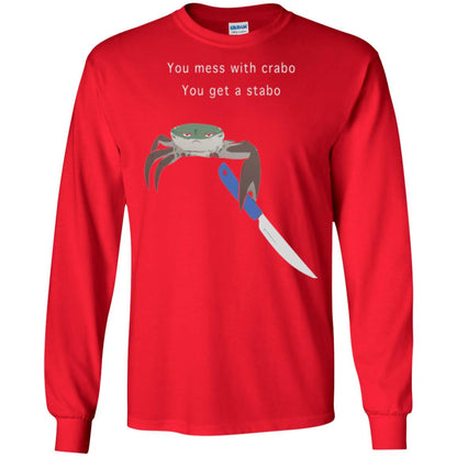 Funny Crab T-shirt You Mess With Crabo You Get A Stabo Red