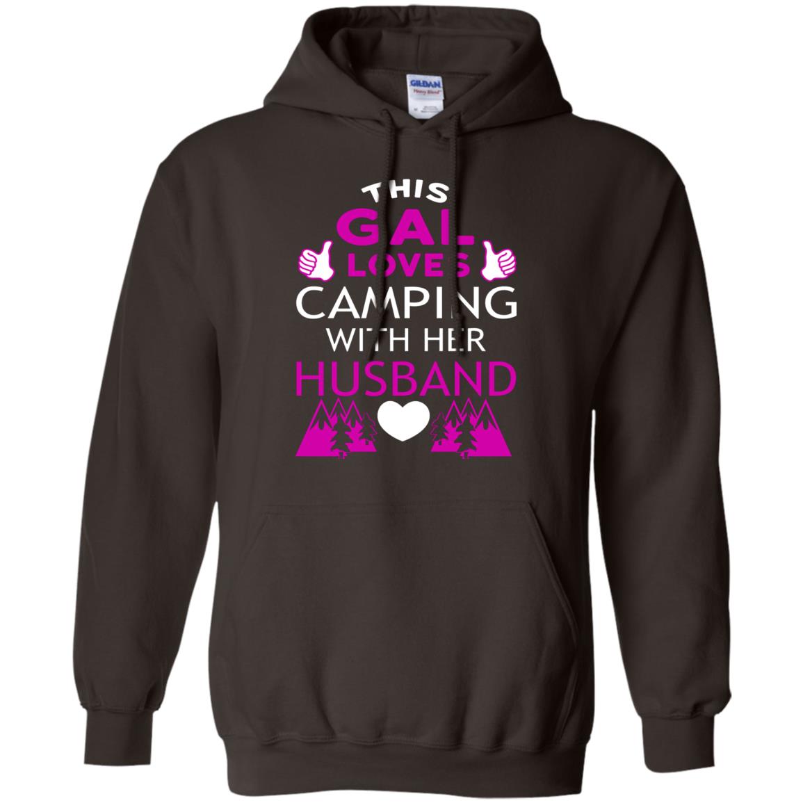 This Gal Loves Camping With Her Husband Wife Shirt Dark Chocolate