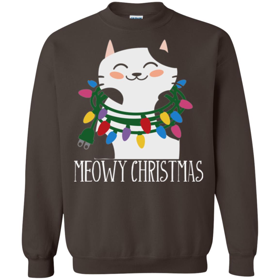 Meowy Christmas Holiday T-shirt Dark Chocolate