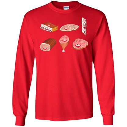 Funny Bbq T-shirt Meat Family Red