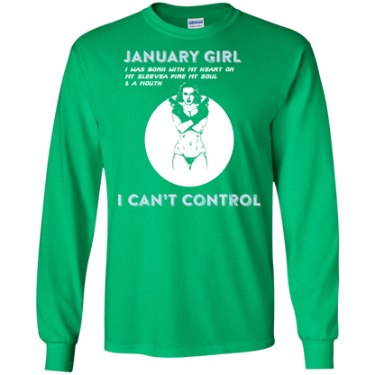 January Girl I Was Born With My Heart T-shirt Irish Green