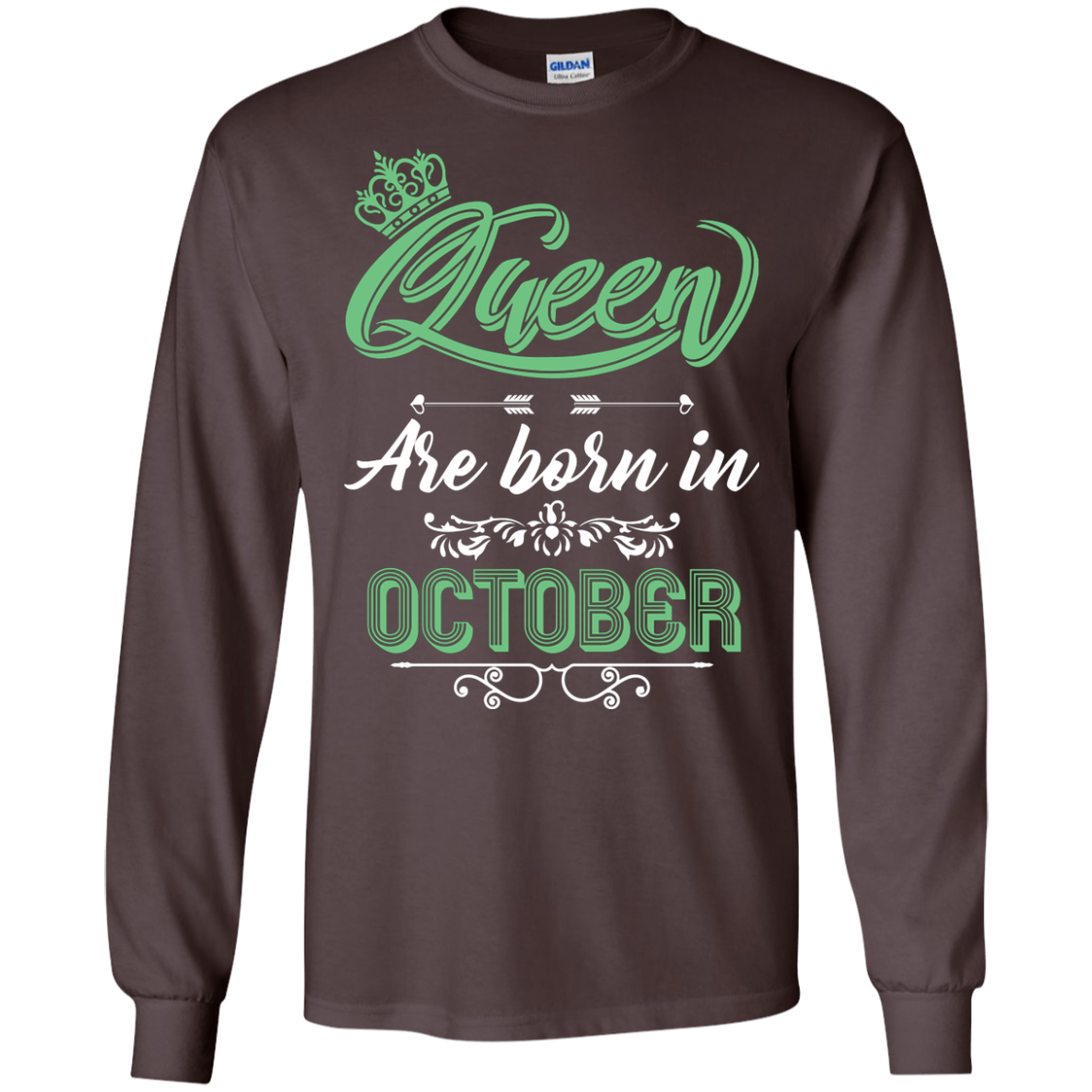 Brithday T-Shirt Queen Are Born In October Dark Chocolate