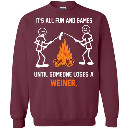 Camper T-shirt It’s All Fun And Games Until Someone Loses A Weiner Maroon
