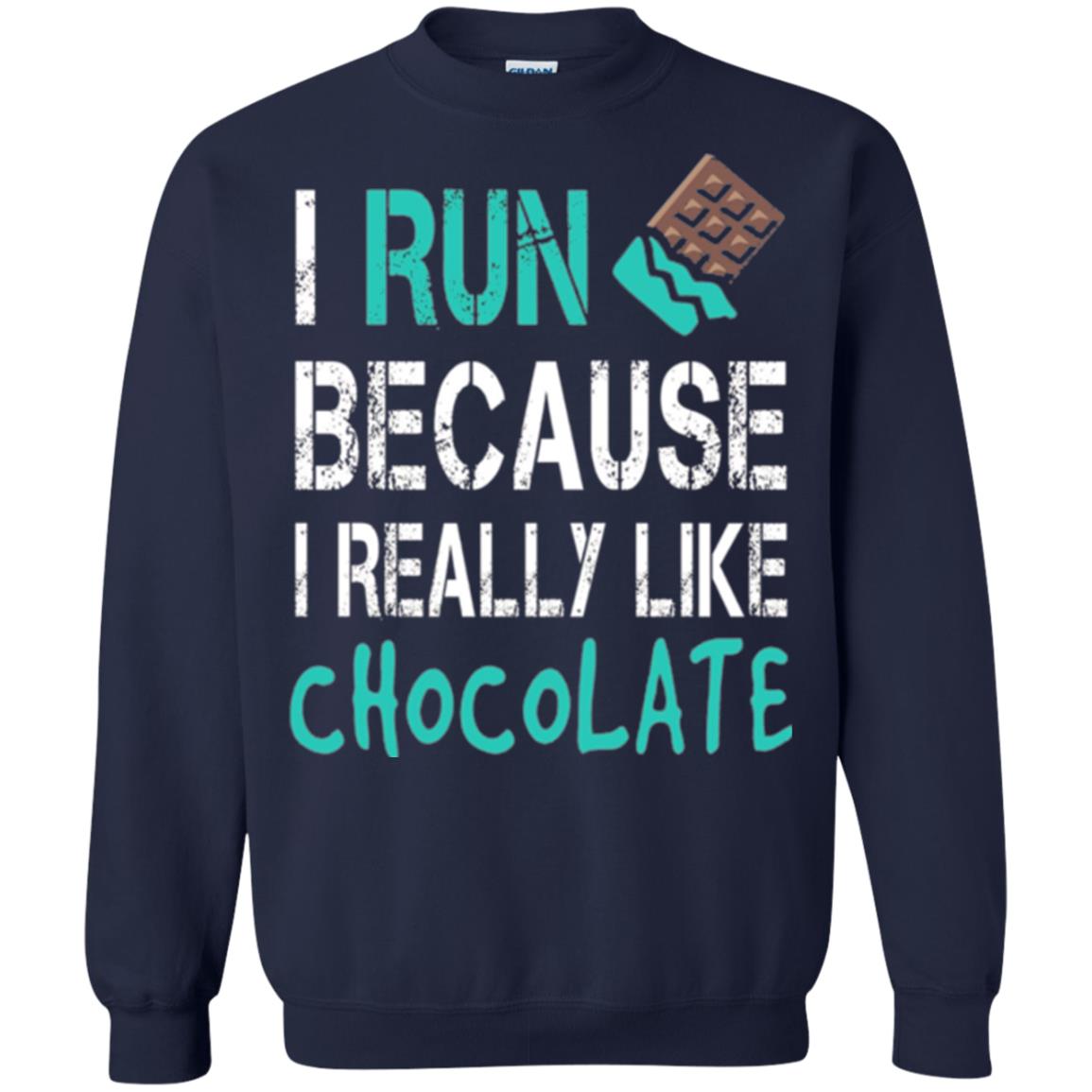 Runner T-shirt I Run Because I Really Like Chocolate Navy