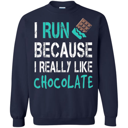 Runner T-shirt I Run Because I Really Like Chocolate Navy