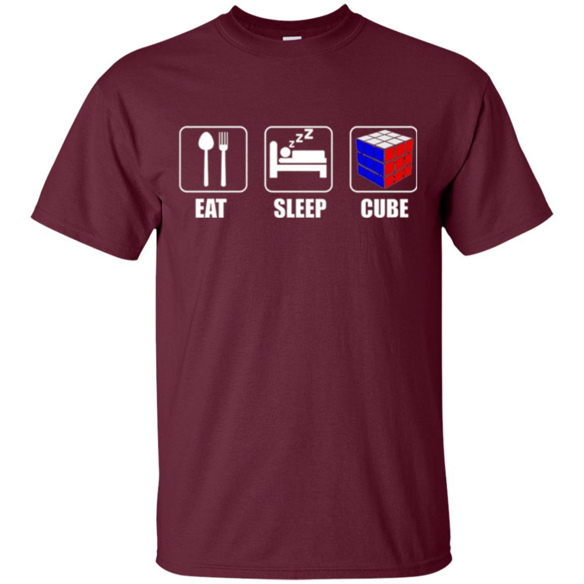 Rubik Lover T-shirt Eat Sleep Cube T-shirt Maroon