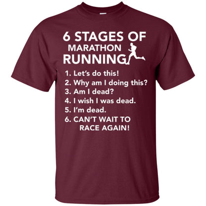 Runner T-shirt 6 Stages Of Marathon Running Maroon